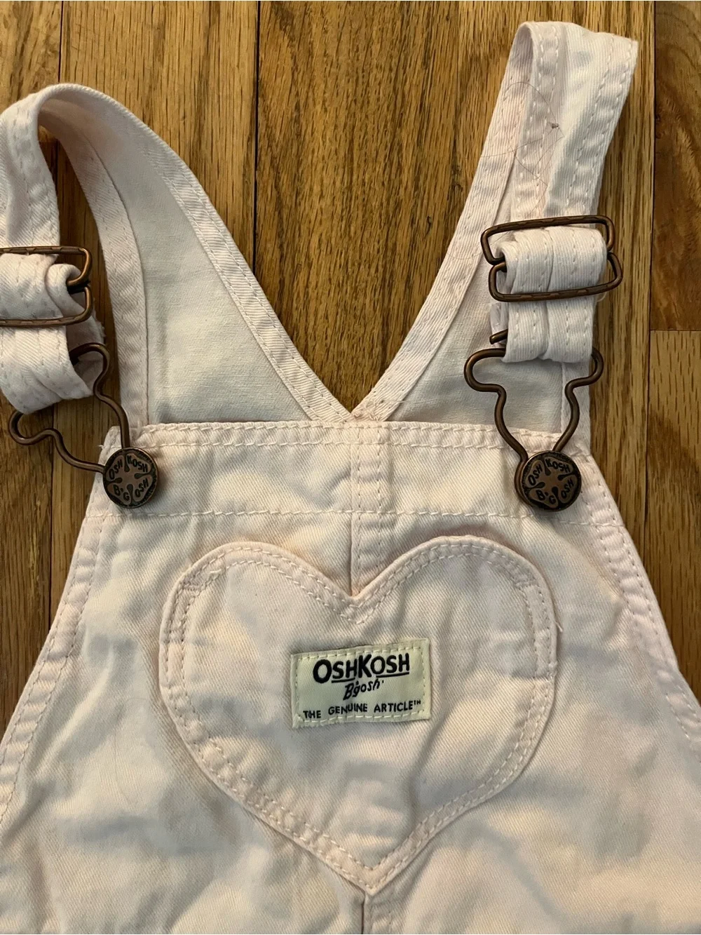 OshKosh B'gosh Pale Pink Heart Bib Girls Overalls